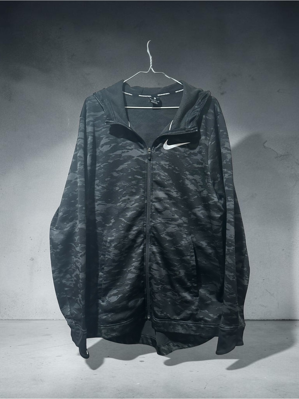 Nike Black DriFit Camo Zip-Up Hoodie Jacket